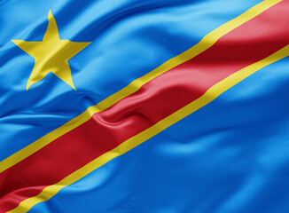  Waving national flag of Democratic Republic of the Congo