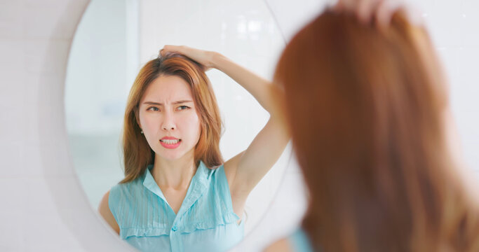 Woman Scratch Head From Itching