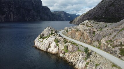 Mountainous landscape and fjord, Norway