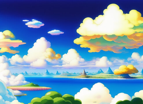 landscape with clouds and sun generative ai