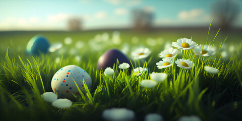 Easter eggs in the field