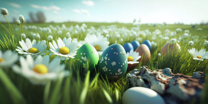 Easter eggs in the field