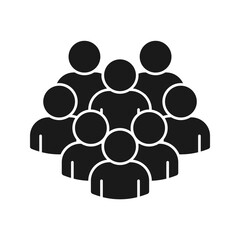 Illustration of crowd of people icon silhouettes vector. Social icon. Flat style design. User group network. Corporate team group. Community member icon. Business team work activity. Staff unity icon