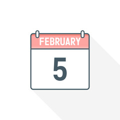 5th February calendar icon. February 5 calendar Date Month icon vector illustrator