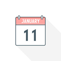 11th January calendar icon. January 11 calendar Date Month icon vector illustrator