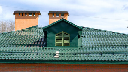 new roof on the building, renovation and construction concept