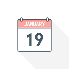 Fototapeta premium 19th January calendar icon. January 19 calendar Date Month icon vector illustrator