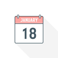 18th January calendar icon. January 18 calendar Date Month icon vector illustrator