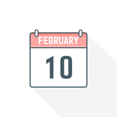 10th February calendar icon. February 10 calendar Date Month icon vector illustrator