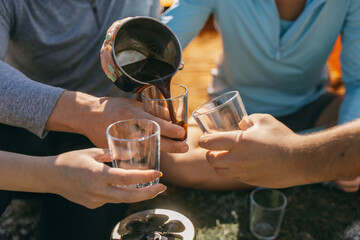 Close up of pouring coffee