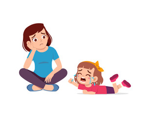 mother feel tired because kid cry so loud