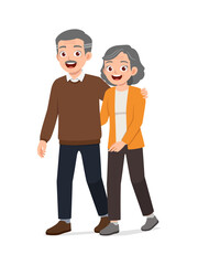 Obraz premium happy old couple standing and loving together