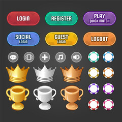 Casino and gambling concept. Casino virtual game asset for design casino games. Asset design for internet casino game online. Cartoon vector