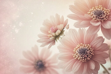 Spring pink flowers, copy space. AI

