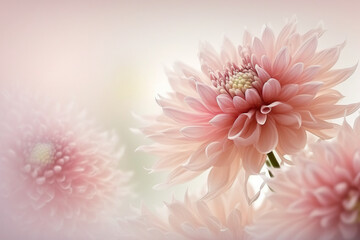 Spring pink flowers, copy space. AI
