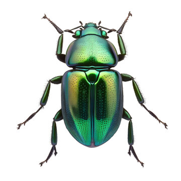 scarab&eacute;e vert sur fond transparent - generative ai	
