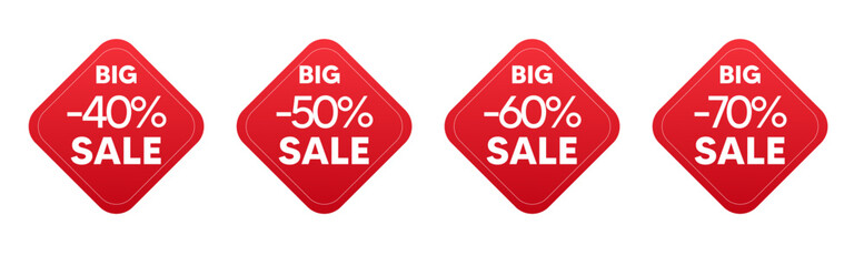 Set label, Red sale labels, Label discount sale