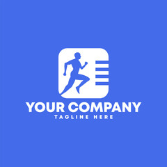 athlete icon logo with rounded square in modern and minimalism style