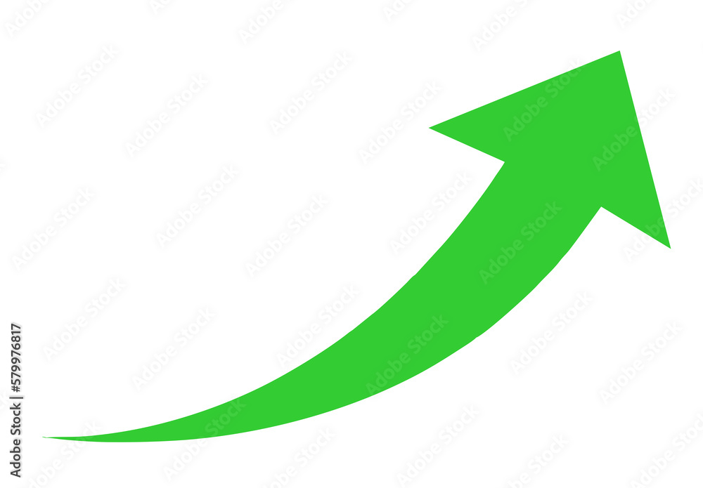 Canvas Prints green curved graph with arrow png.