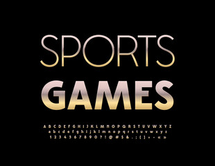 Vector premium Sign Sport Games. Elite Golden Font. Luxury Alphabet Letters and Numbers set