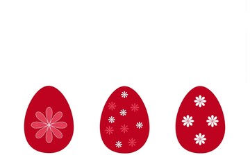 Three red eggs with a flower pattern.