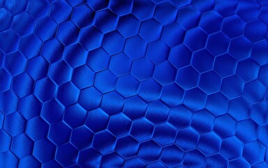 Blue 3d honeycomb or hexagonal pattern background. Realistic and elegant honeycomb texture. Luxury hexagon pattern. Technology and data background design.