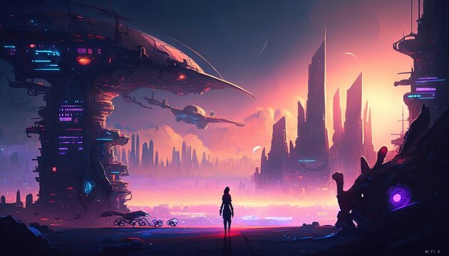 Nightfall in NeoCity: A Futuristic Cityscape