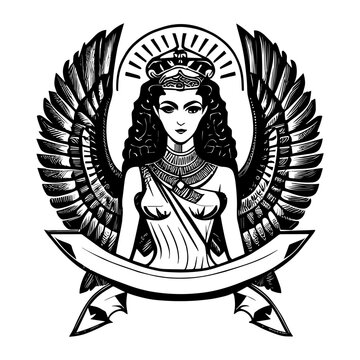 Make a statement with our Cleopatra logo illustration. This regal and timeless design features the iconic queen of Egypt, exuding power, beauty, and sophistication