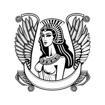 Make a statement with our Cleopatra logo illustration. This regal and timeless design features the iconic queen of Egypt, exuding power, beauty, and sophistication