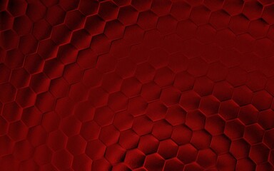 Red 3d honeycomb or hexagonal pattern background. Realistic and elegant honeycomb texture. Luxury hexagon pattern. Technology and data background design.