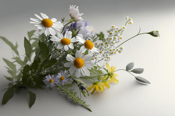 bouquet of wildflowers on white background