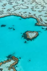 Papier Peint photo Whitehaven Beach, île de Whitsundays, Australie Aerial view of Heart Reef in the Great Barrier Reef