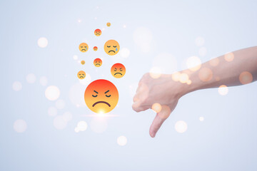 Satisfaction survey and customer service concept, businessman using a smartphone to answer the...