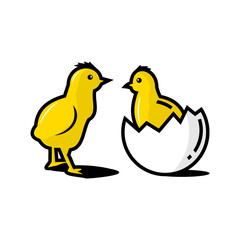 vector design of two chicks on white background