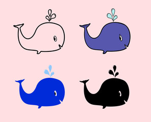 Vector illustration of the cute whales.