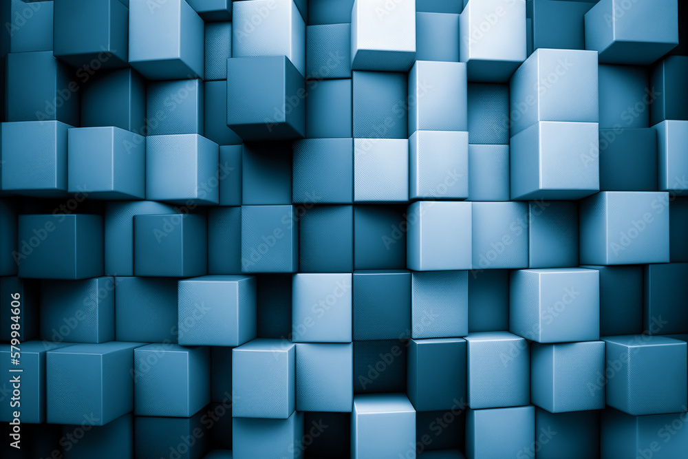 Aufkleber abstract background of cube blocks wall stacking blue design for cubic wallpaper background . admira