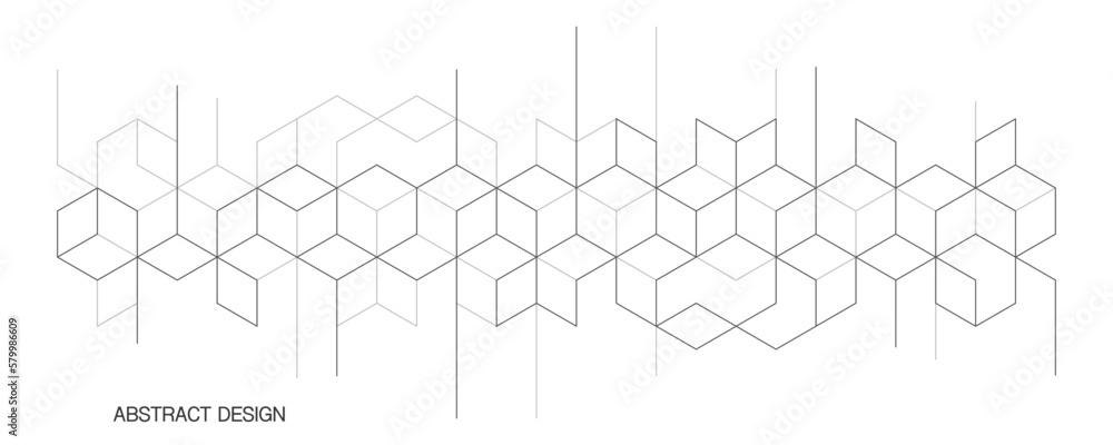 Poster The graphic design elements with isometric shape blocks. Creative vector illustration of abstract geometric background
