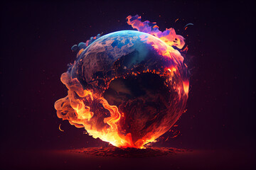 earth in fire. global warming. generative ai