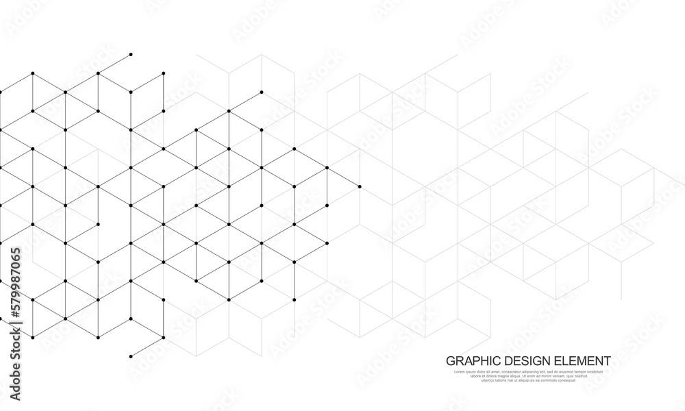 Poster The graphic design elements with isometric shape blocks. Vector illustration of abstract geometric background
