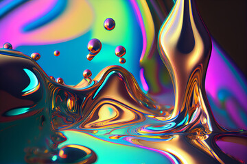 Holographic liquid background. generative ai