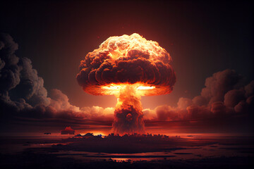 Huge nuclear bomb explosion. end of the world.generative ai 