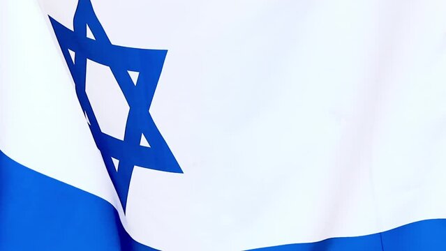 Israel Flag, Close Up. Flag Israel, Slow Motion Video. National Flag of the State of Israel