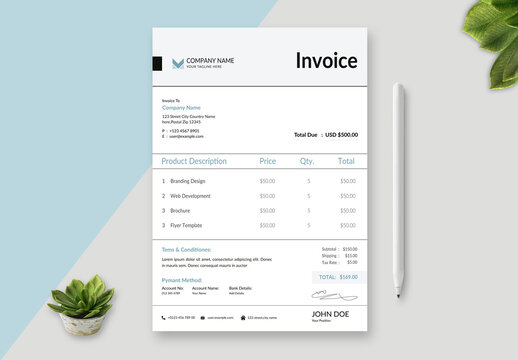 Clean Invoice Design Template