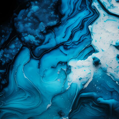 Generative AI abstract blue marble background, beautiful liquid color illustration