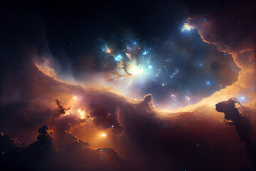 Obraz na płótnie Canvas star field with nebula. generative ai