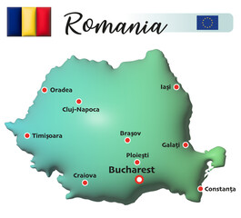 Rumänien, Fläche und Flagge