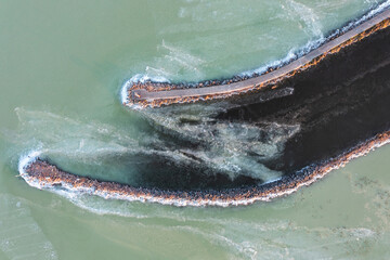 Fototapeta premium Winter landscape from above at Balaton