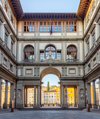 Famous Uffizi gallery in Florence, Italy - obrazy, fototapety, plakaty