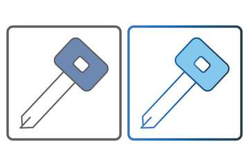 Car key icon illustration. icon related to car service, car repair. Two tone icon style, lineal color. Simple vector design editable