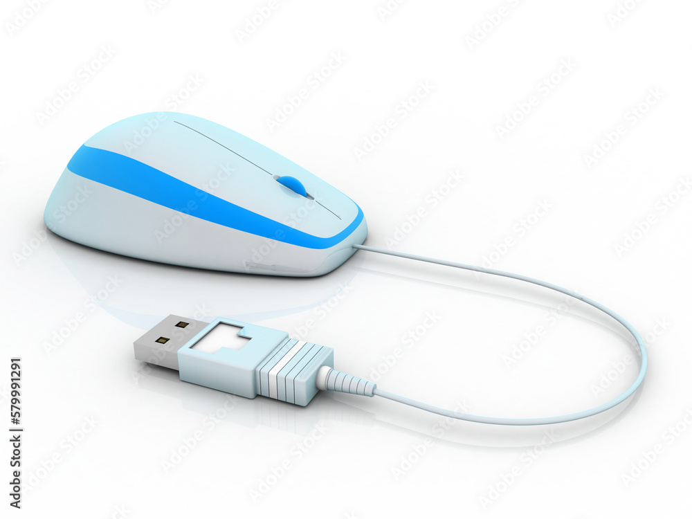 Poster 3d rendering new computer mouse